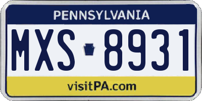 PA license plate MXS8931