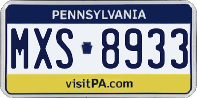 PA license plate MXS8933