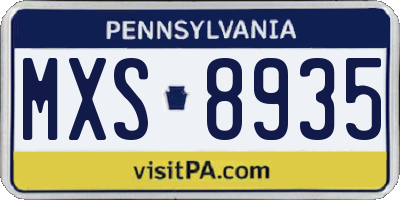 PA license plate MXS8935