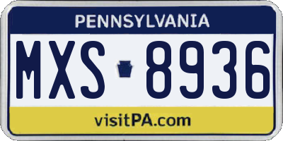 PA license plate MXS8936