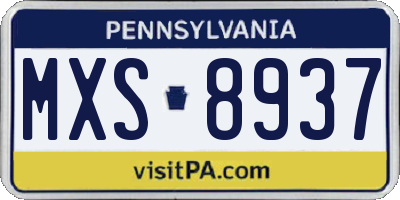 PA license plate MXS8937