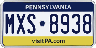 PA license plate MXS8938
