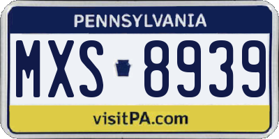 PA license plate MXS8939