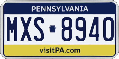 PA license plate MXS8940