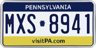 PA license plate MXS8941