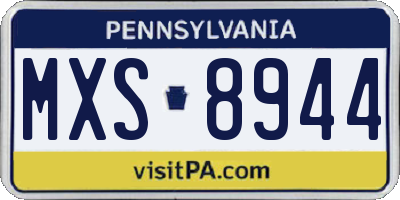 PA license plate MXS8944