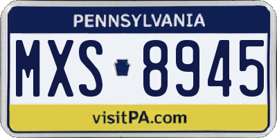 PA license plate MXS8945