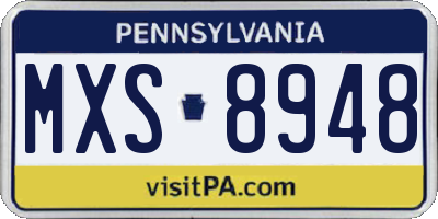 PA license plate MXS8948