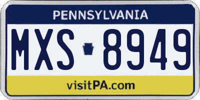PA license plate MXS8949