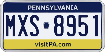 PA license plate MXS8951