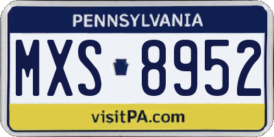 PA license plate MXS8952
