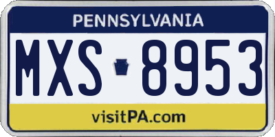PA license plate MXS8953