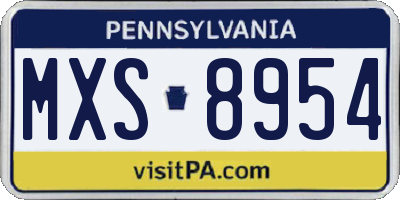 PA license plate MXS8954