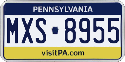 PA license plate MXS8955