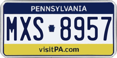 PA license plate MXS8957