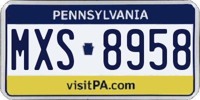 PA license plate MXS8958