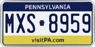 PA license plate MXS8959