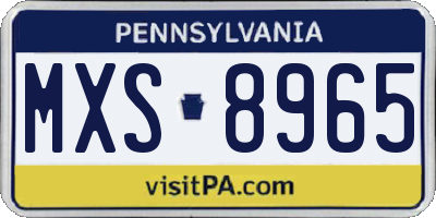 PA license plate MXS8965