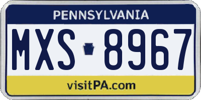 PA license plate MXS8967