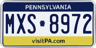 PA license plate MXS8972