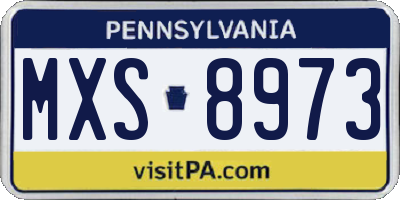 PA license plate MXS8973