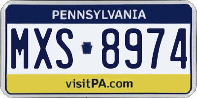 PA license plate MXS8974