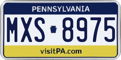 PA license plate MXS8975