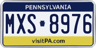 PA license plate MXS8976