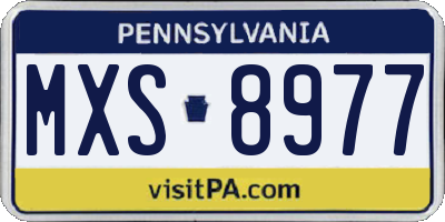 PA license plate MXS8977