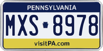 PA license plate MXS8978