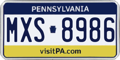 PA license plate MXS8986
