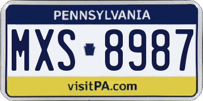 PA license plate MXS8987