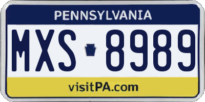 PA license plate MXS8989