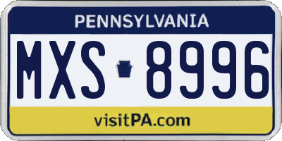 PA license plate MXS8996
