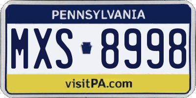 PA license plate MXS8998