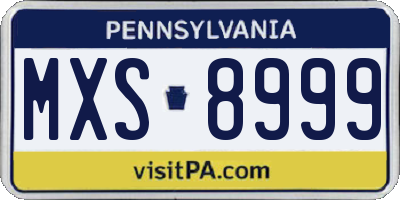 PA license plate MXS8999