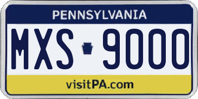 PA license plate MXS9000