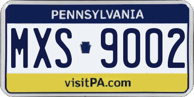 PA license plate MXS9002