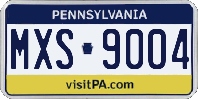 PA license plate MXS9004