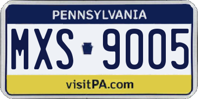 PA license plate MXS9005