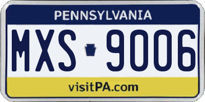 PA license plate MXS9006