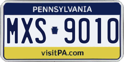 PA license plate MXS9010