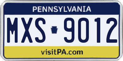 PA license plate MXS9012