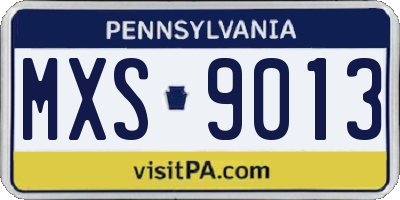 PA license plate MXS9013