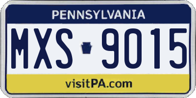 PA license plate MXS9015