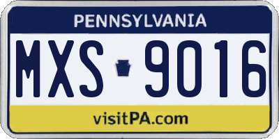 PA license plate MXS9016