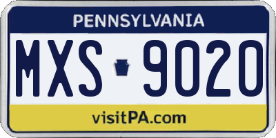 PA license plate MXS9020