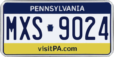 PA license plate MXS9024