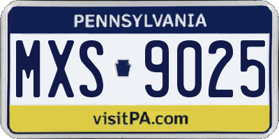 PA license plate MXS9025