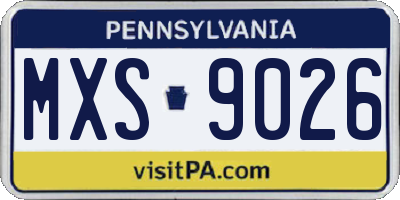 PA license plate MXS9026
